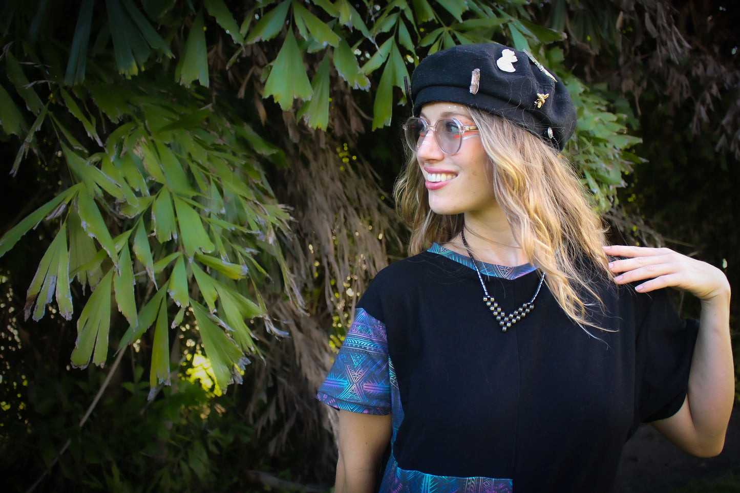 Dewdrop Delight Patchwork T-shirt